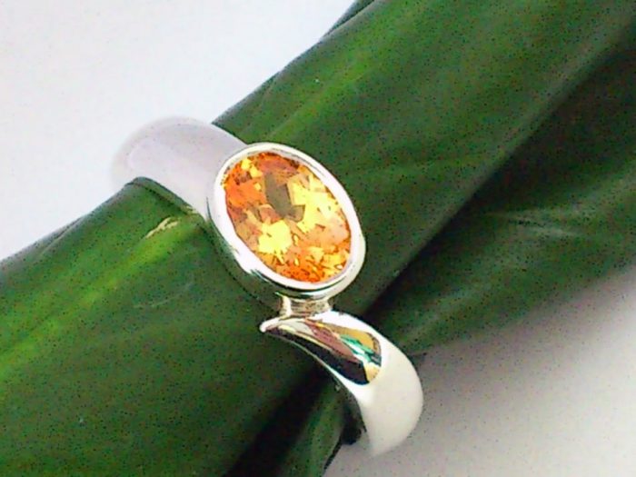 Silver Spessarite garnet ring