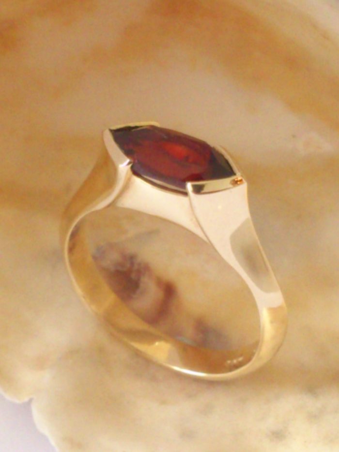 Gold Marquise Garnet Ring