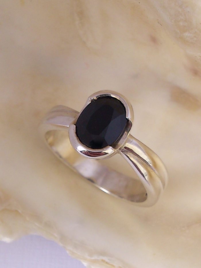 Silver Black Sapphire Dress Ring