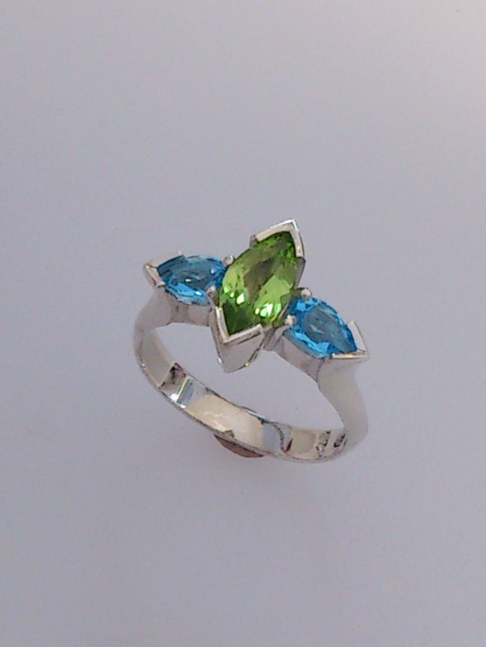 Peridot & Topaz Silver Ring