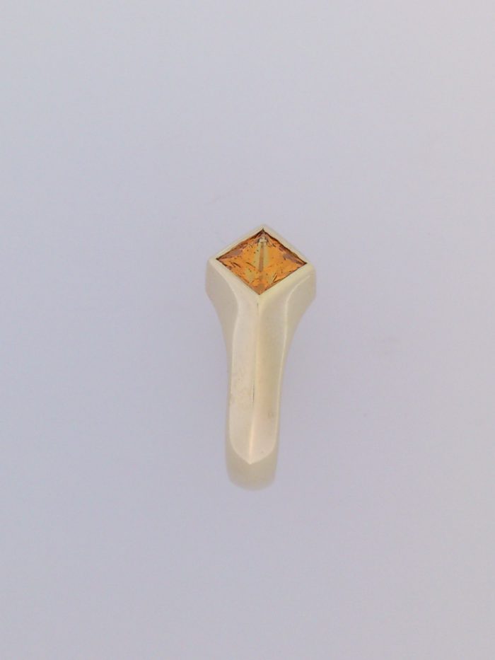 Square Spessartite Garnet Gold Ring - Image 2