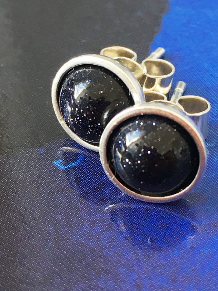 Blue Goldstone Studs