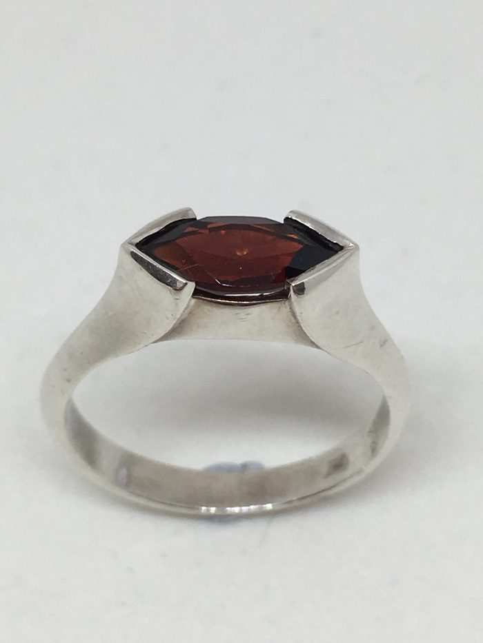 Silver Marquise Garnet  Ring