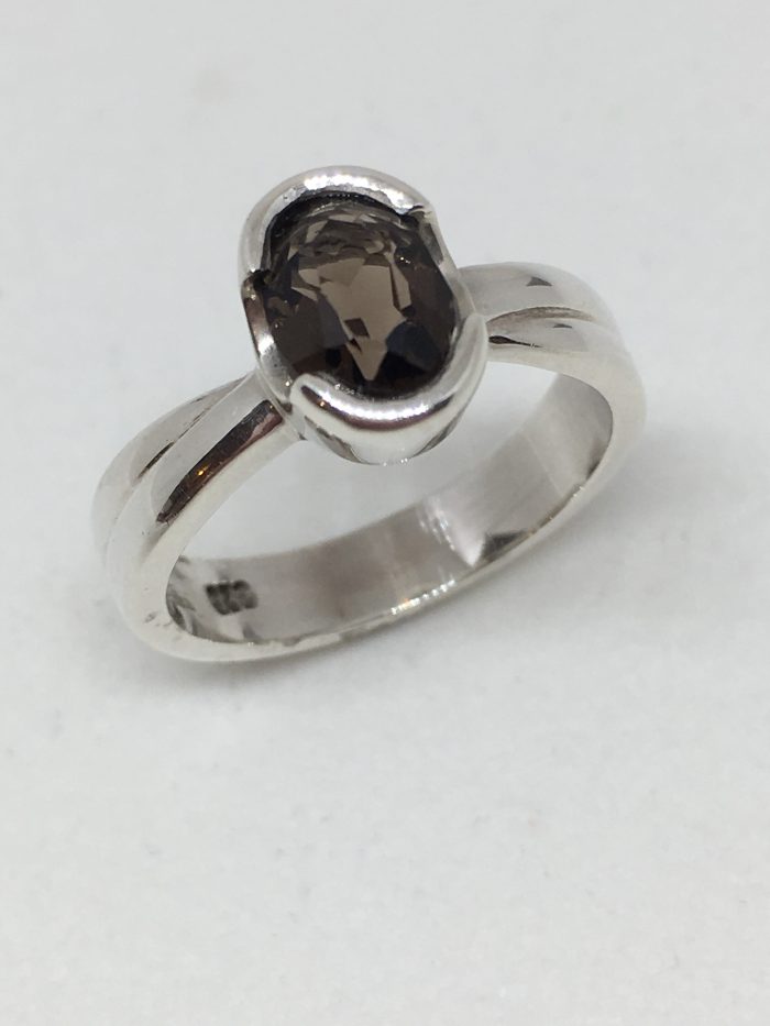 Silver Smoky Quartz Ring