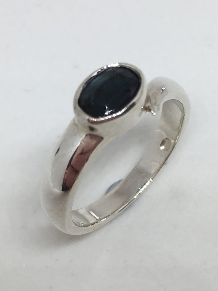 Silver Black Sapphire Ring