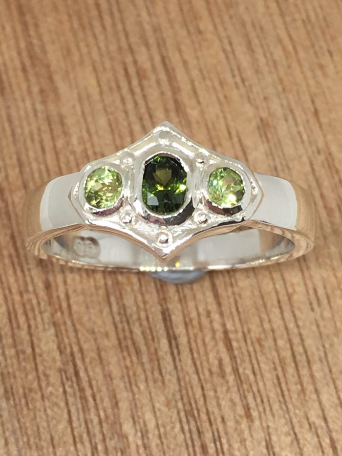 Silver Tourmaline and Peridot Ring - Image 2