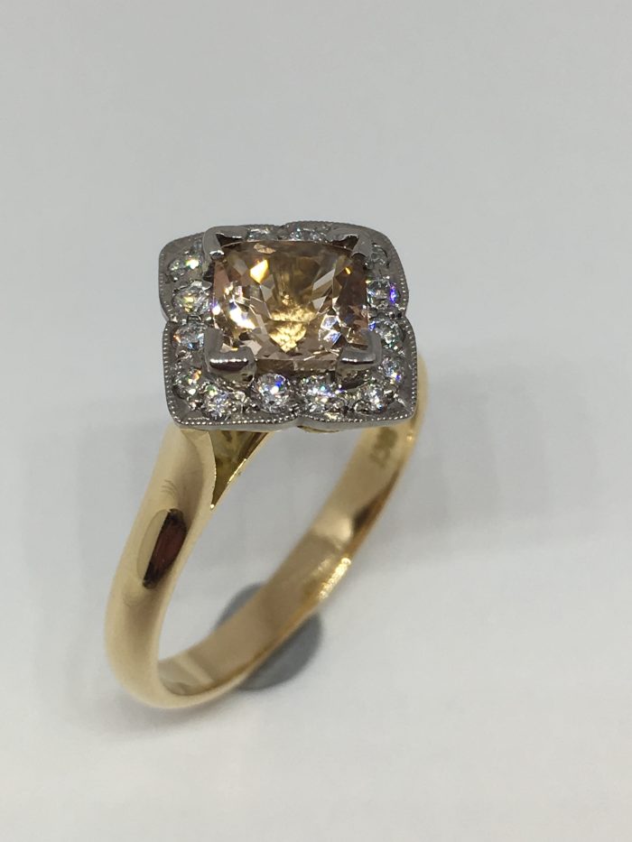 Morganite & Diamond Cluster