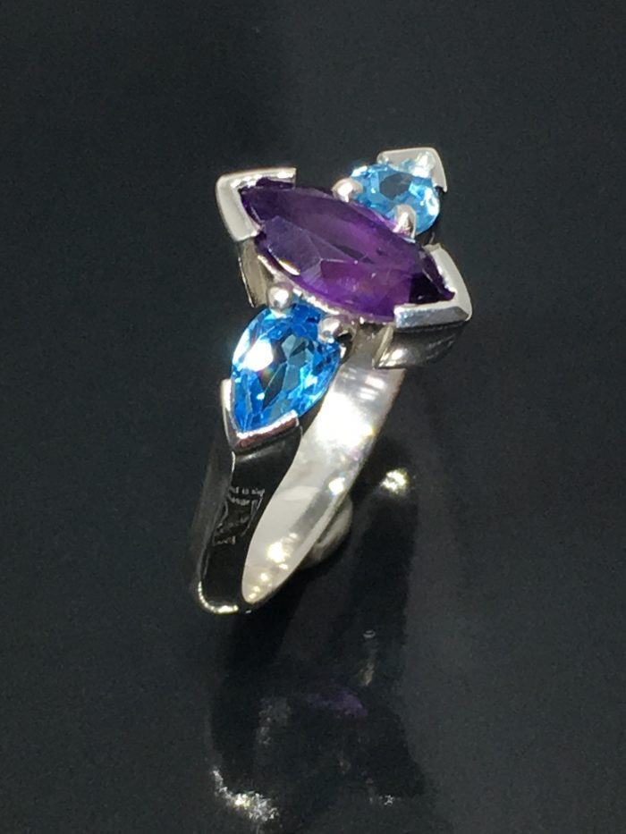 Amethyst & Blue Topaz Ring - Image 2