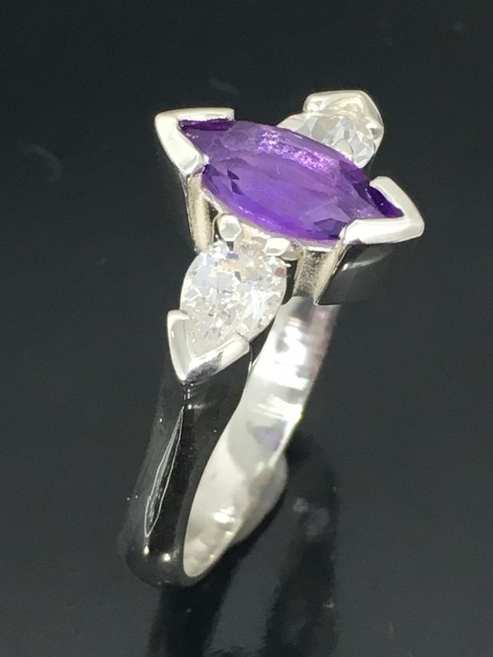 Amethyst & Cubic Zirconia Ring