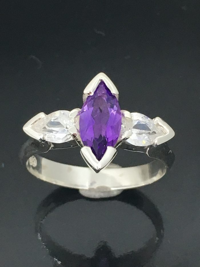 Amethyst & Cubic Zirconia Ring - Image 2