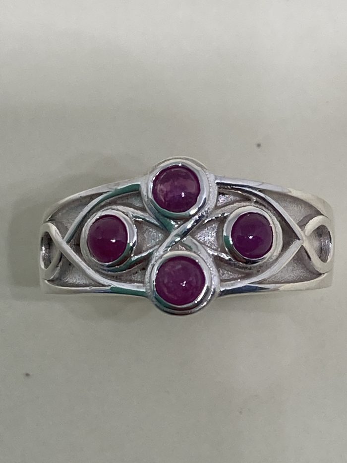 Silver Ruby Celtic Ring