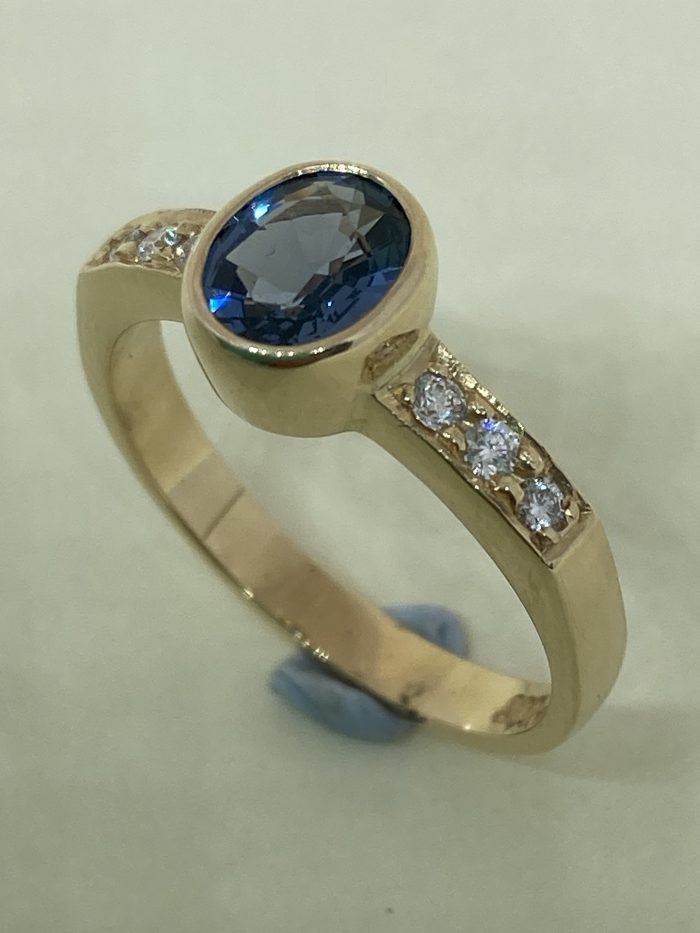 Spinel and Diamond Ring