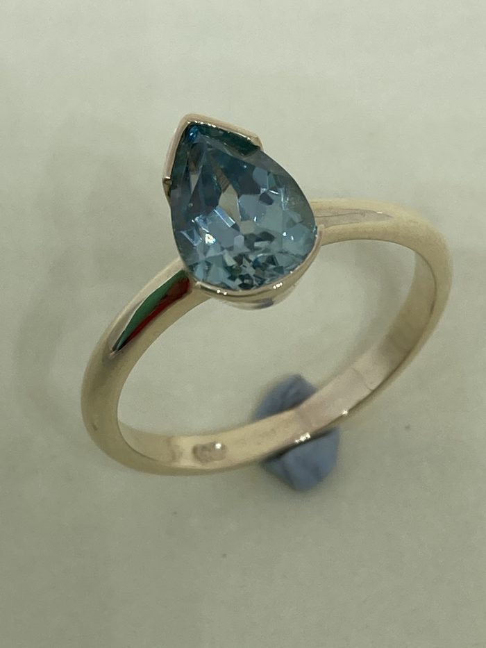 Pear Blue Zircon Ring