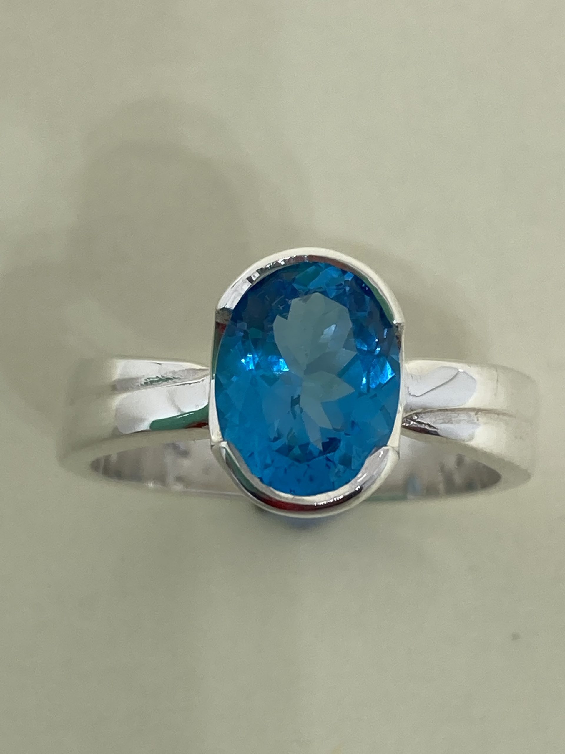 10K Topaz Ring, Neptune Garden Topaz, Topaz Ring, Upcycled 1940s Ring, Blue-Green  Topaz Ring, Iridescent Topaz Ring, Vintage Rings, Sz 7.75