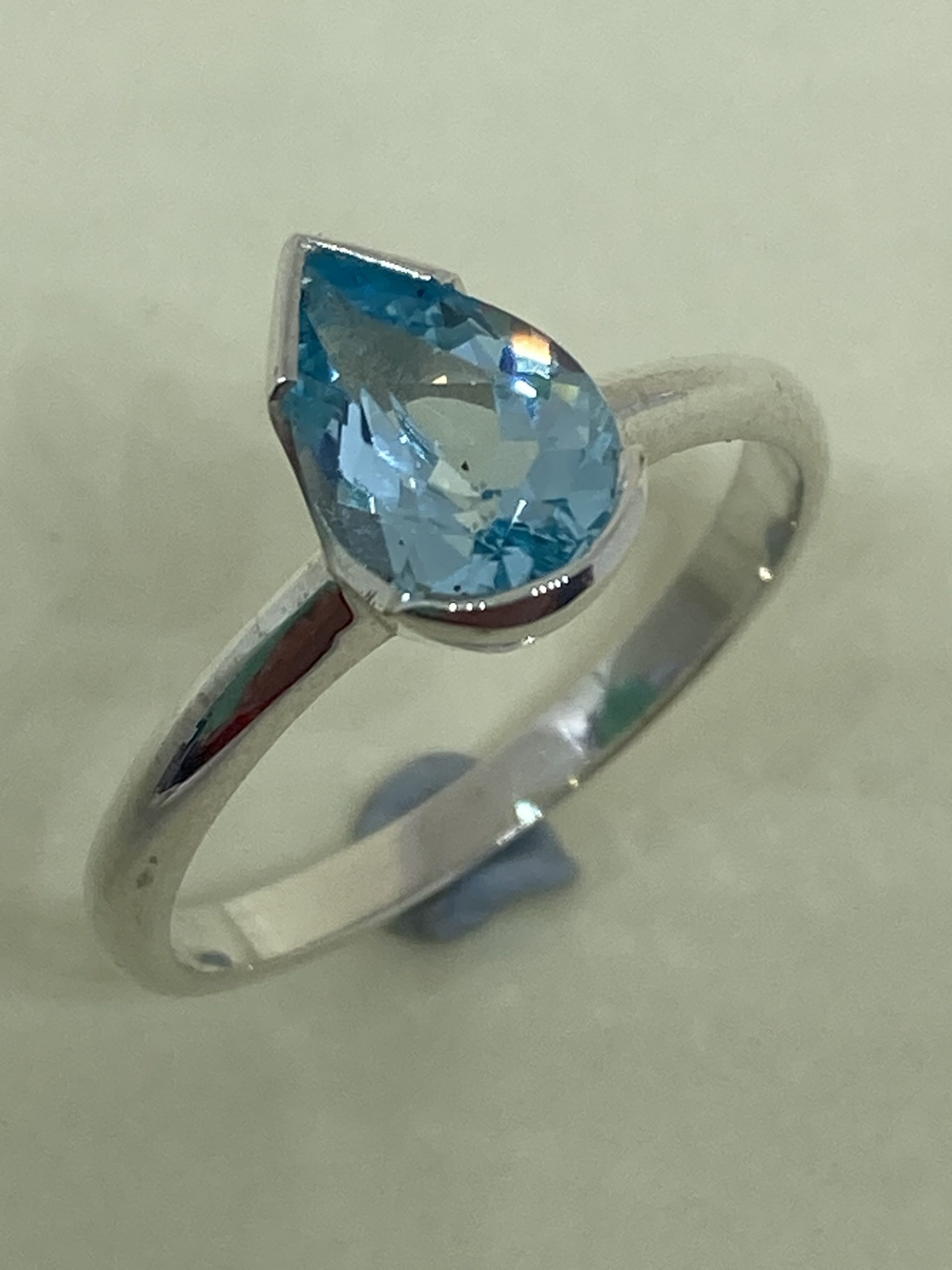 Signature Cut Rhodium-Finished Sterling Silver Blue Topaz Ring