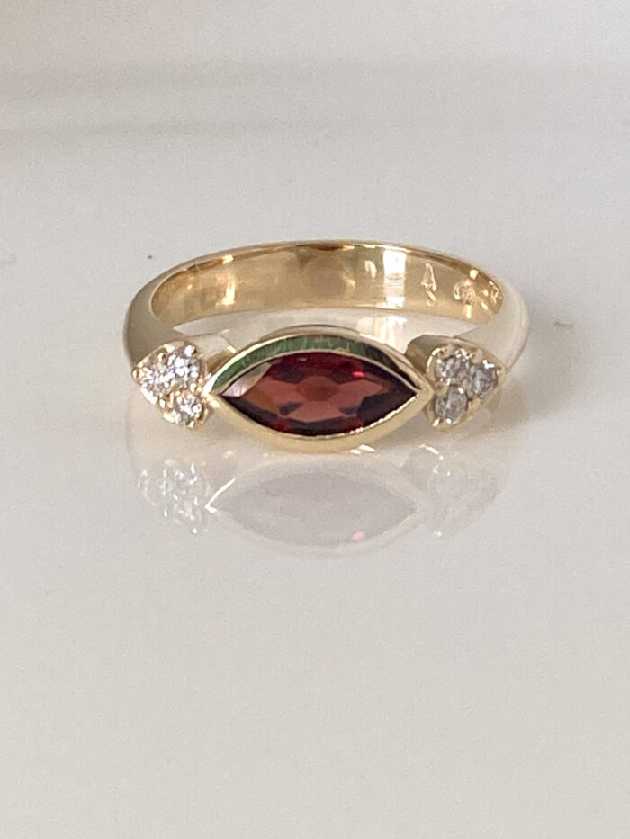 Marquise Garnet & Diamond Ring