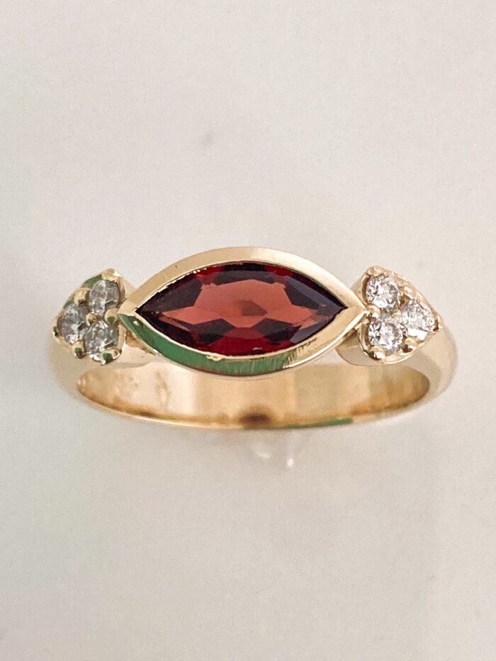 Marquise Garnet & Diamond Ring - Image 2