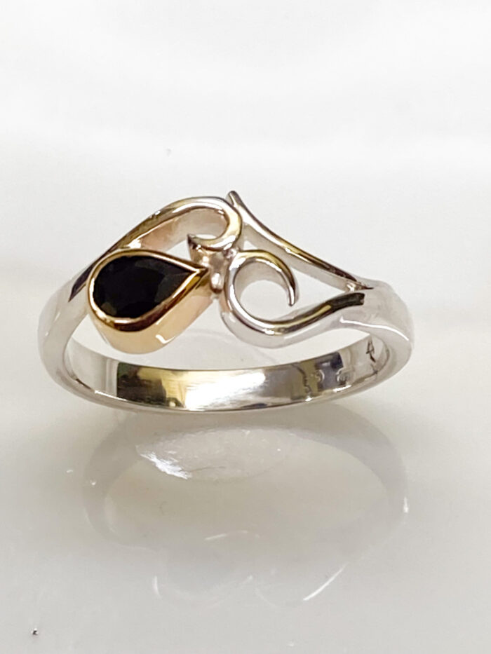 Black Sapphire Koru Ring