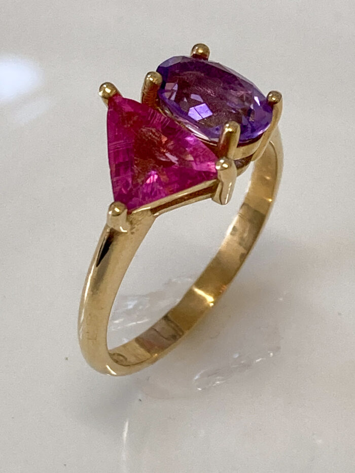 Amethyst & Pink Tourmaline Ring - Image 2