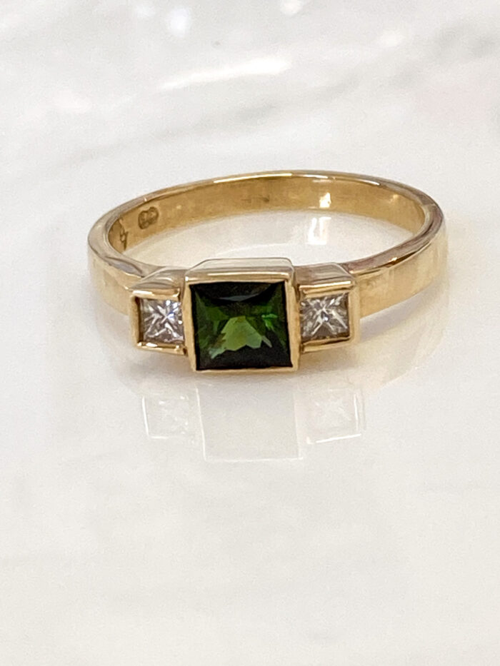 Square Tourmaline & Diamond Ring