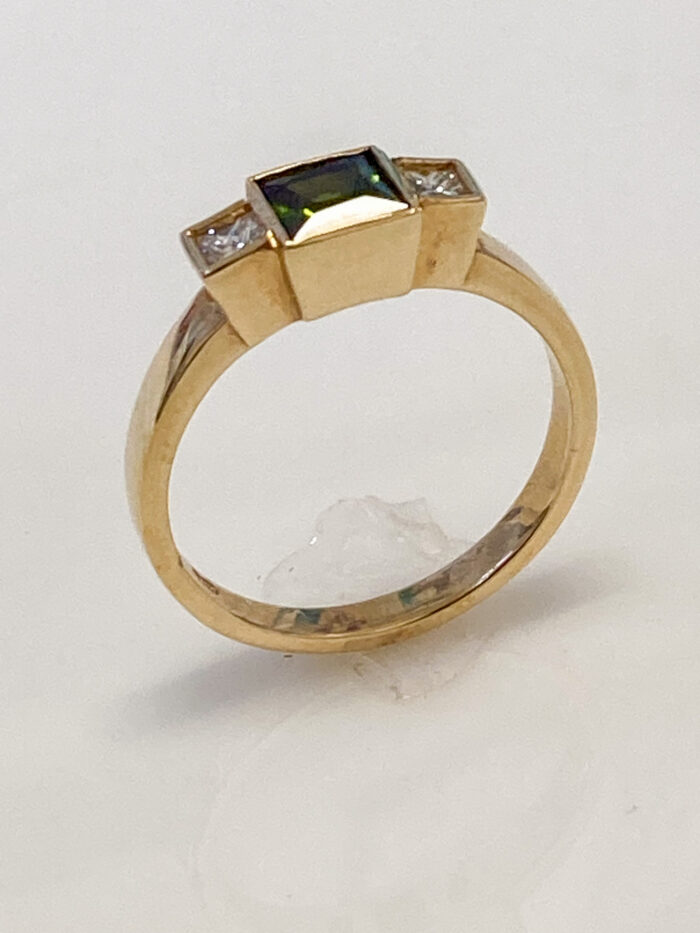 Square Tourmaline & Diamond Ring - Image 2