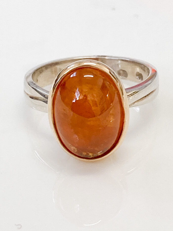 Oval Spessartite Garnet Ring