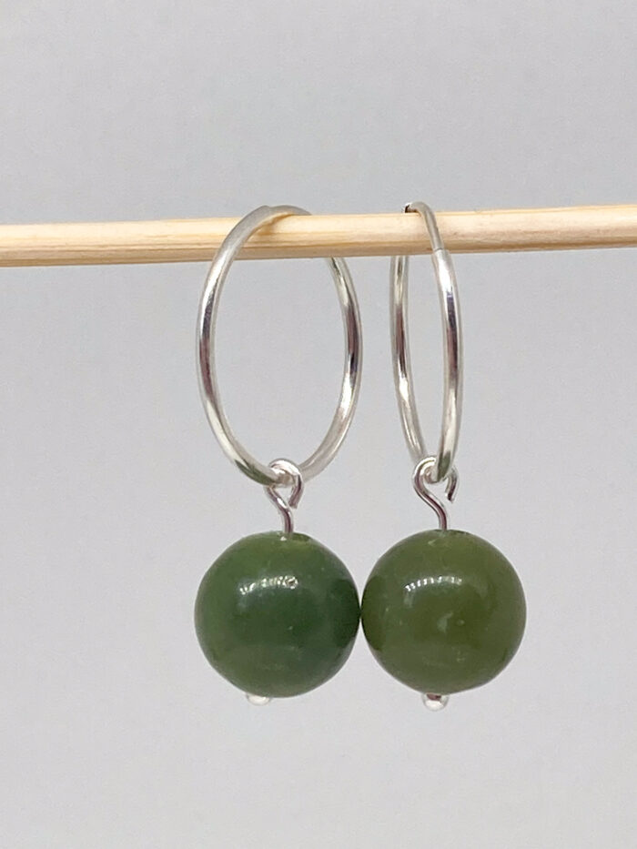 Hoops with 10mm Greenstone Beads