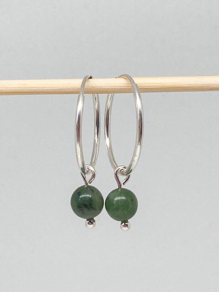 Hoops with 6mm Greenstone Bead