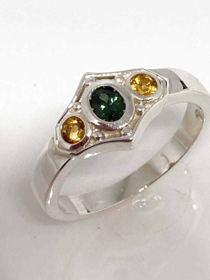 Green Sapphire & Citrine Ring - Image 2