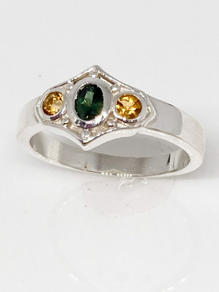 Green Sapphire & Citrine Ring