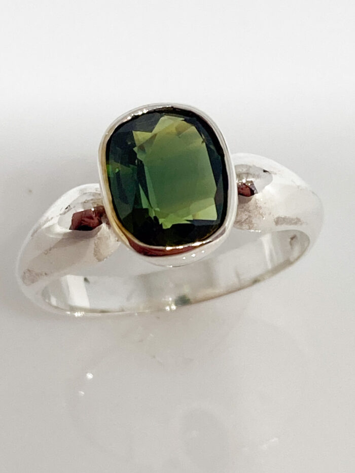 Cushion Green Sapphire Ring